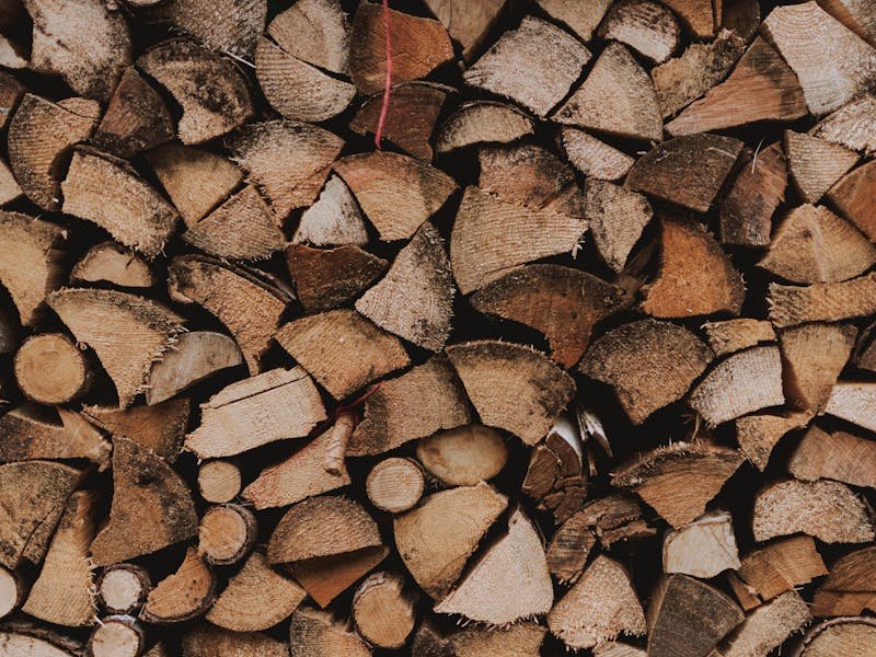 Large pile of firewood rounds from a recent tree removal project in Huntsville ready to be split